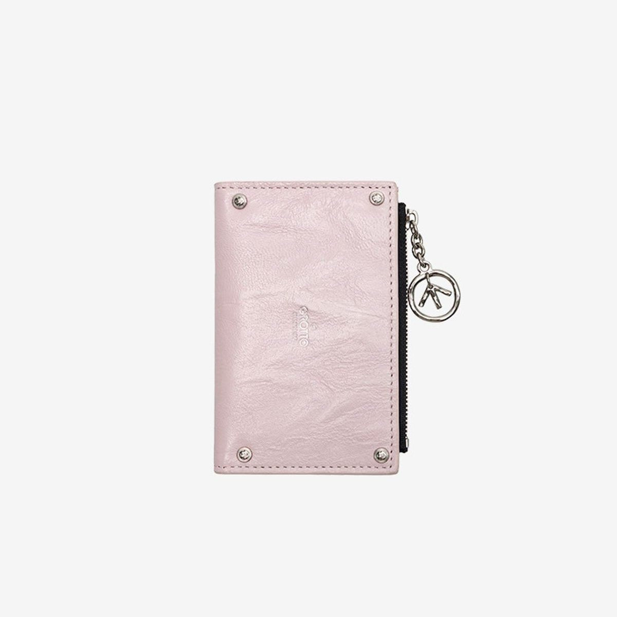 Grotto Vegetable Tanned Sheepskin Card Holder in Pink
