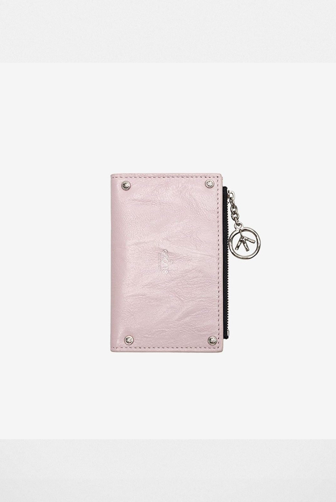 Grotto Vegetable Tanned Sheepskin Card Holder in Pink