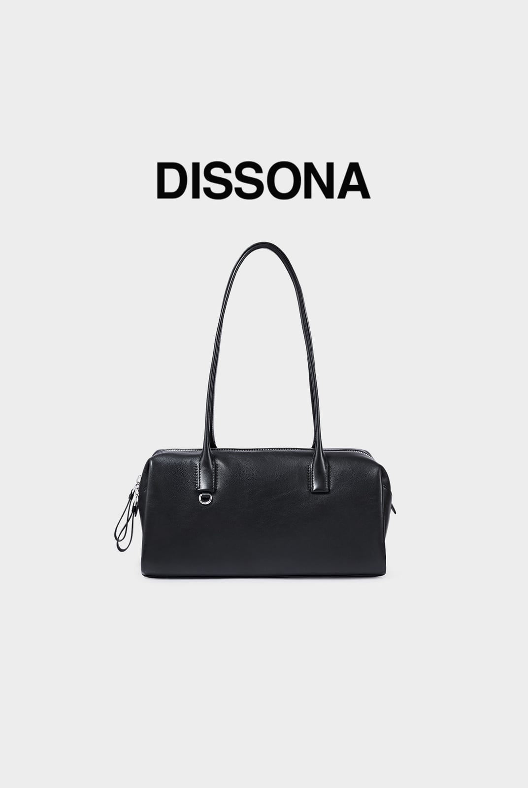 DISSONA Vegetable Tanned Leather Baguette Bag in Black