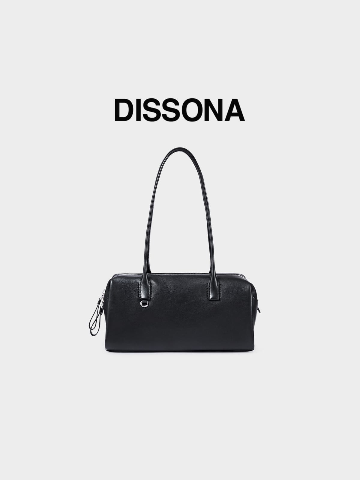 DISSONA Vegetable Tanned Leather Baguette Bag in Black