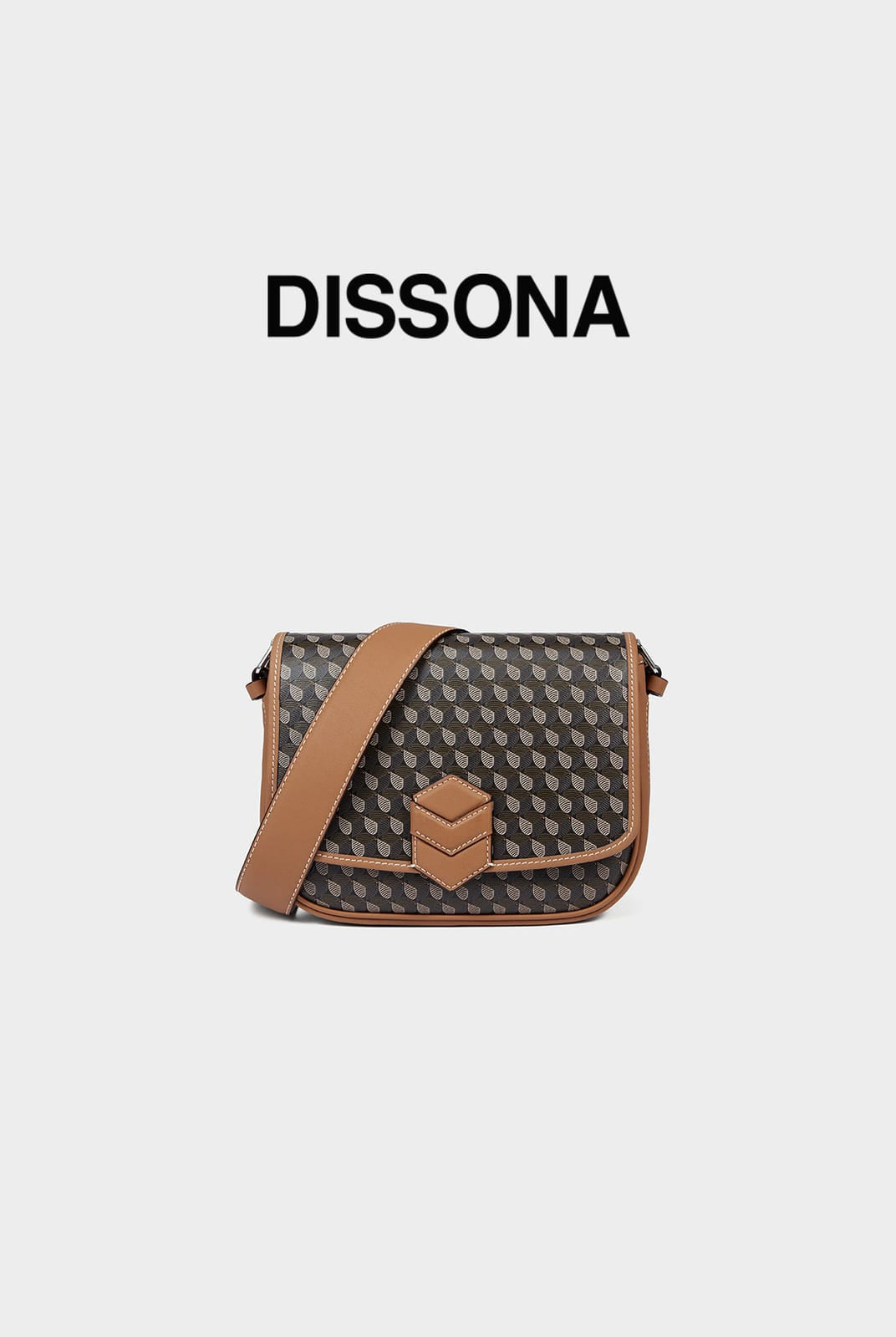 DISSONA Monogram Crossbody Saddle Bag in Brown