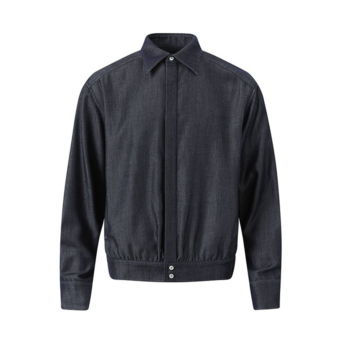 ROYA Silk Blend Denim Style Blouson in Blue