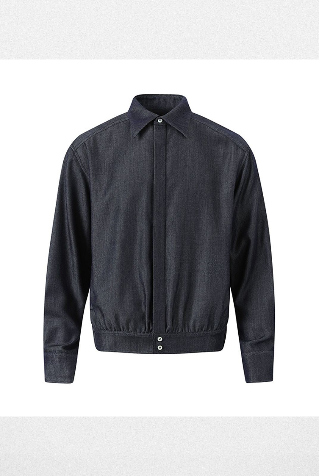 ROYA Silk Blend Denim Style Blouson in Blue