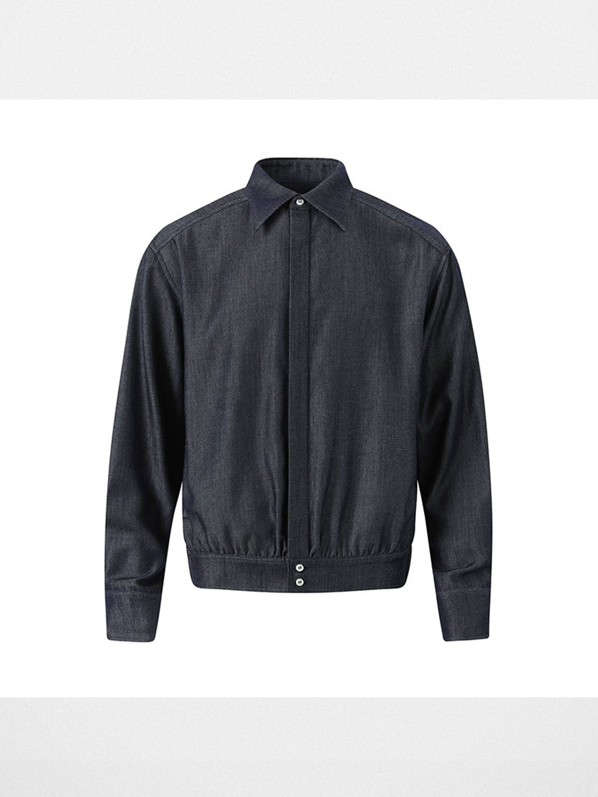 ROYA Silk Blend Denim Style Blouson in Blue