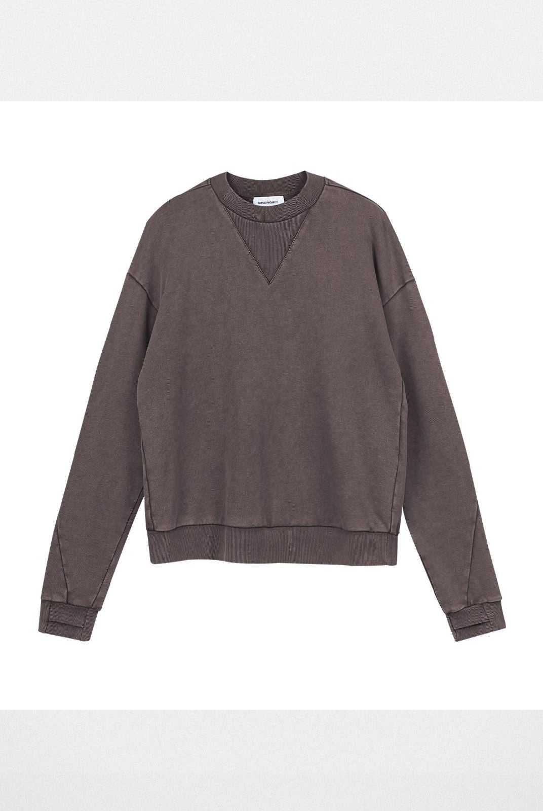 Simple Project Faded Cotton Crewneck Sweatshirt in Coffee
