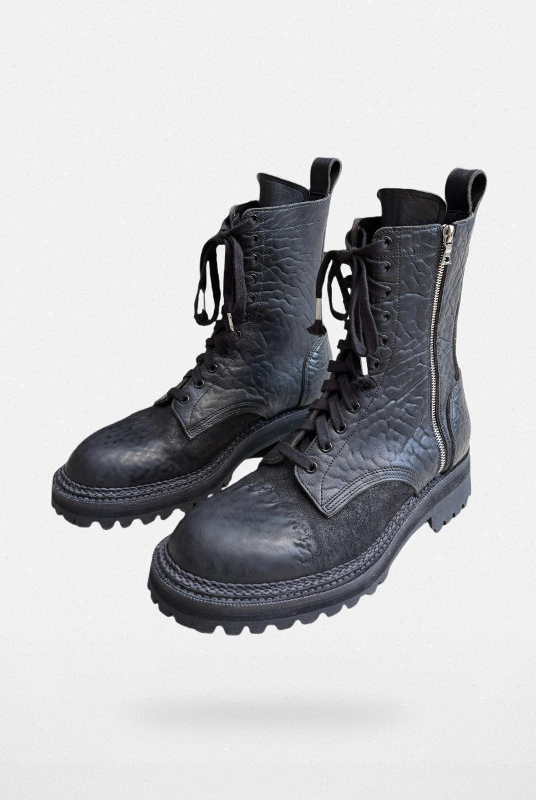 UNKNOWNWORLD Maryam Horse Leather Norwegian Welt Boots in Black