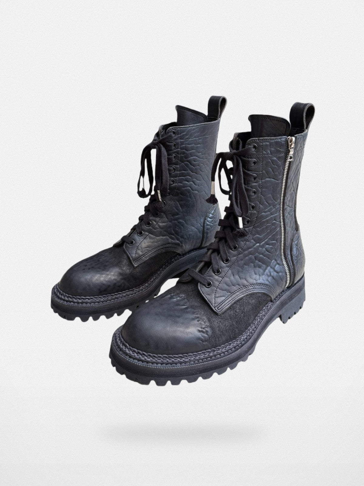 UNKNOWNWORLD Maryam Horse Leather Norwegian Welt Boots in Black