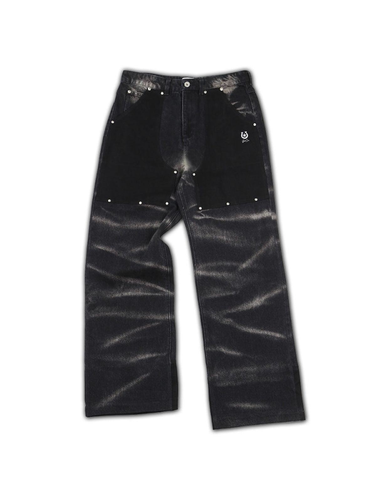 SOD Rivet Panel Micro Flare Jeans in Black