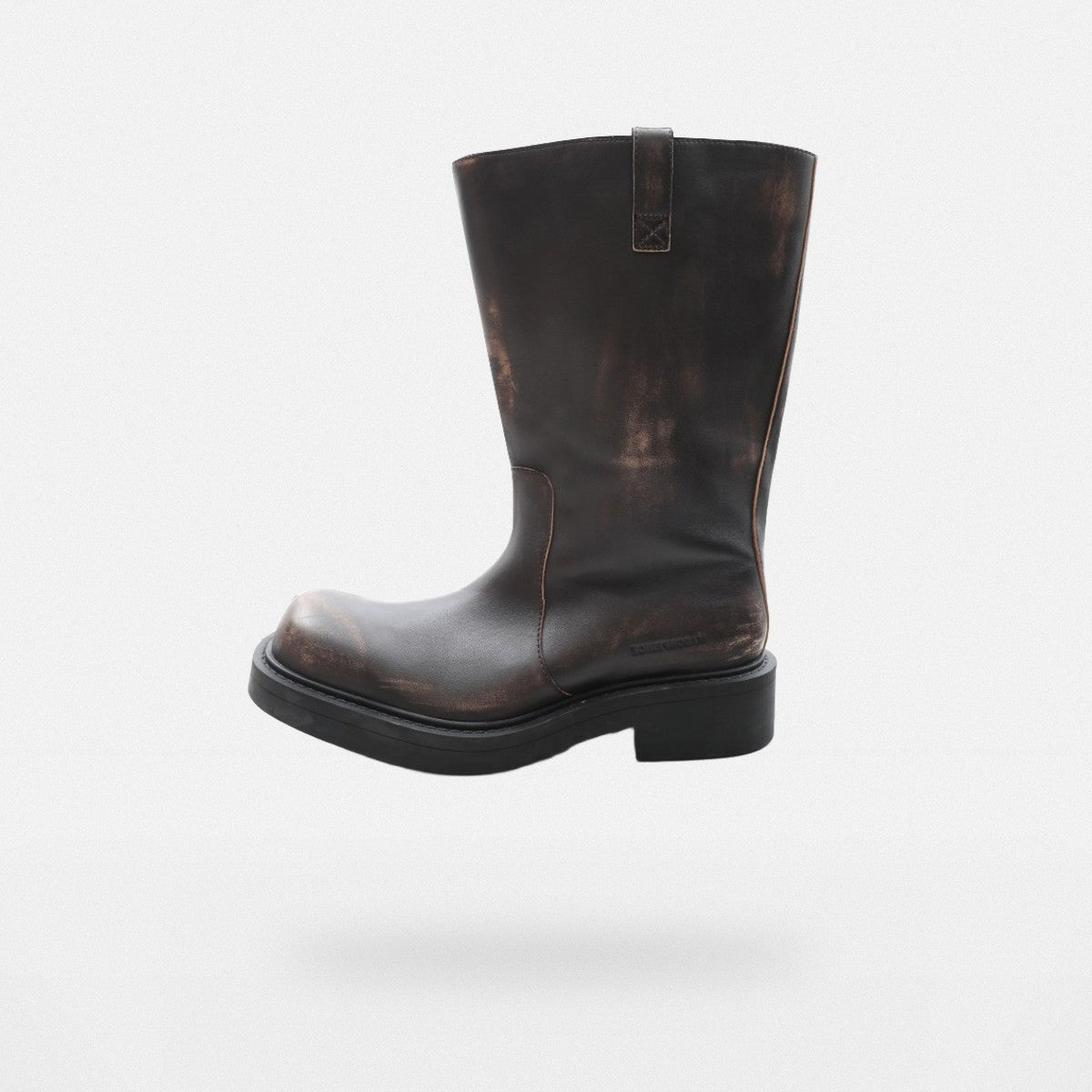 MASONPRINCE Wide Shaft Leather Military Boots in Brown