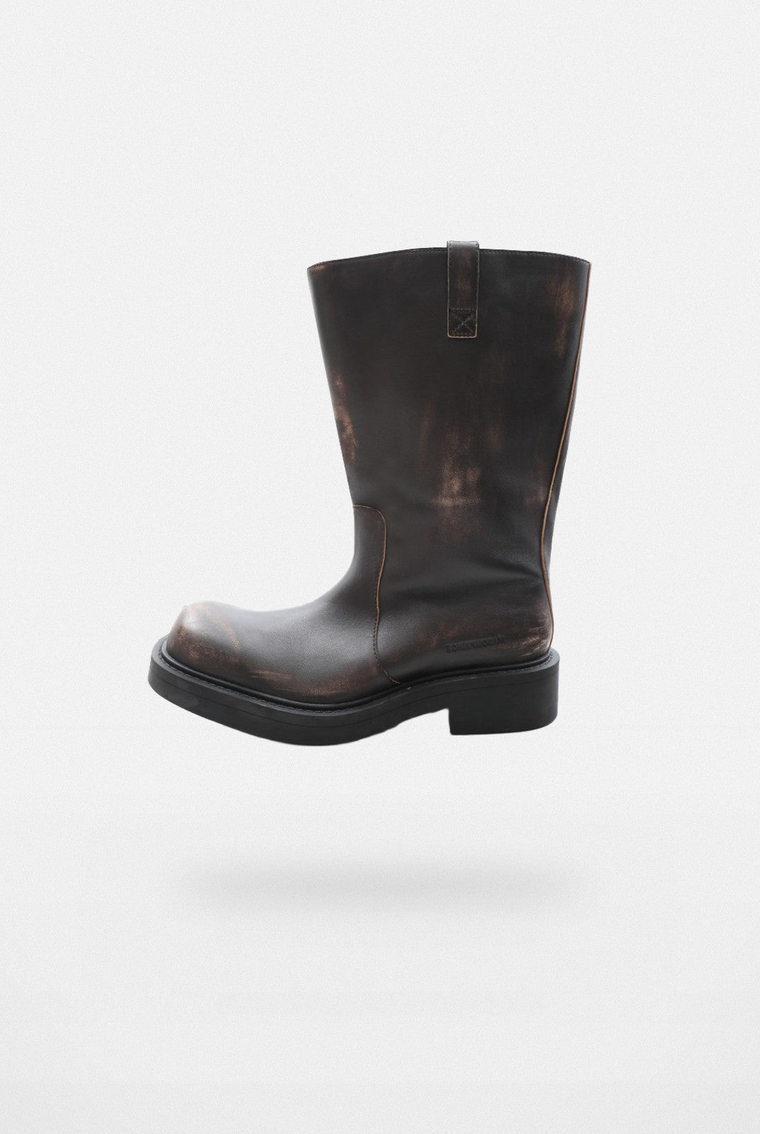 MASONPRINCE Wide Shaft Leather Military Boots in Brown