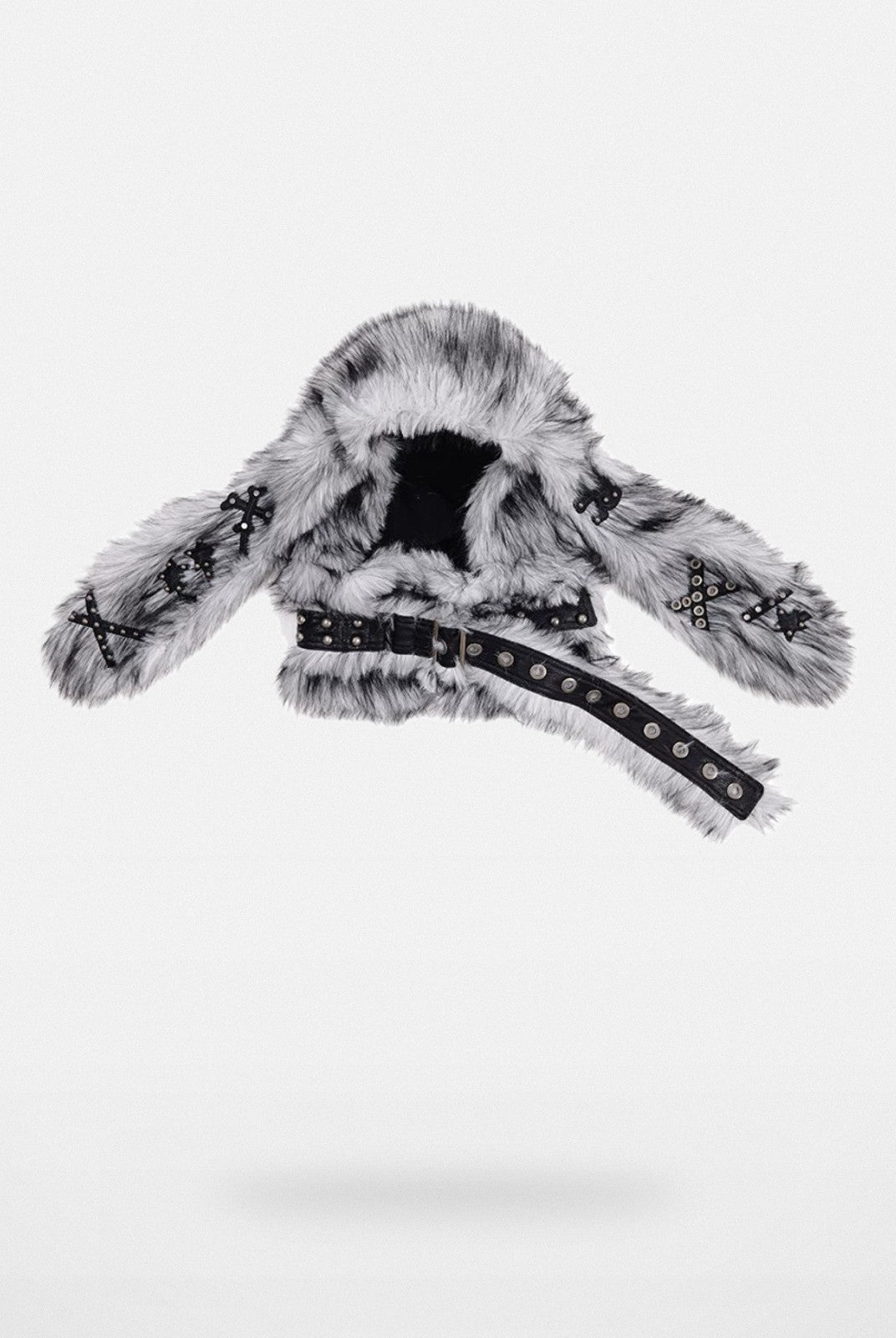 CFIERCE Grey Rabbit Faux Fur Balaclava in Gray