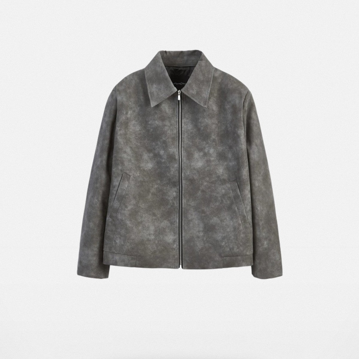 Y OFFICIAL Cropped Matte Faux Leather Jacket in Gray