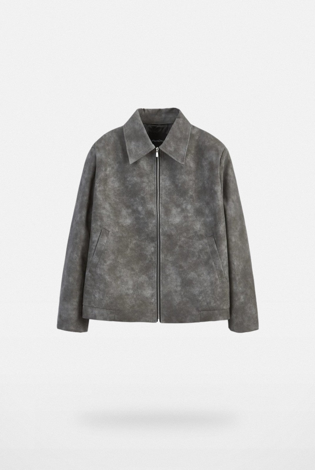 Y OFFICIAL Cropped Matte Faux Leather Jacket in Gray
