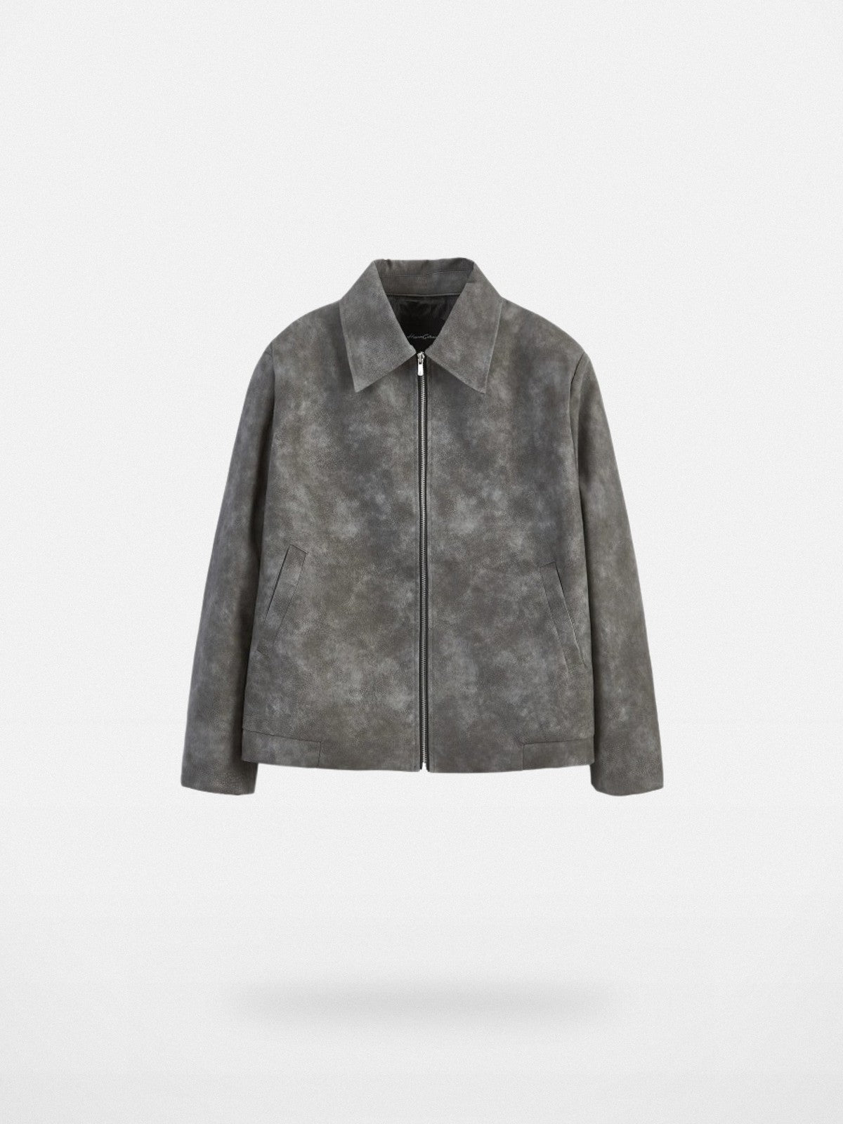Y OFFICIAL Cropped Matte Faux Leather Jacket in Gray