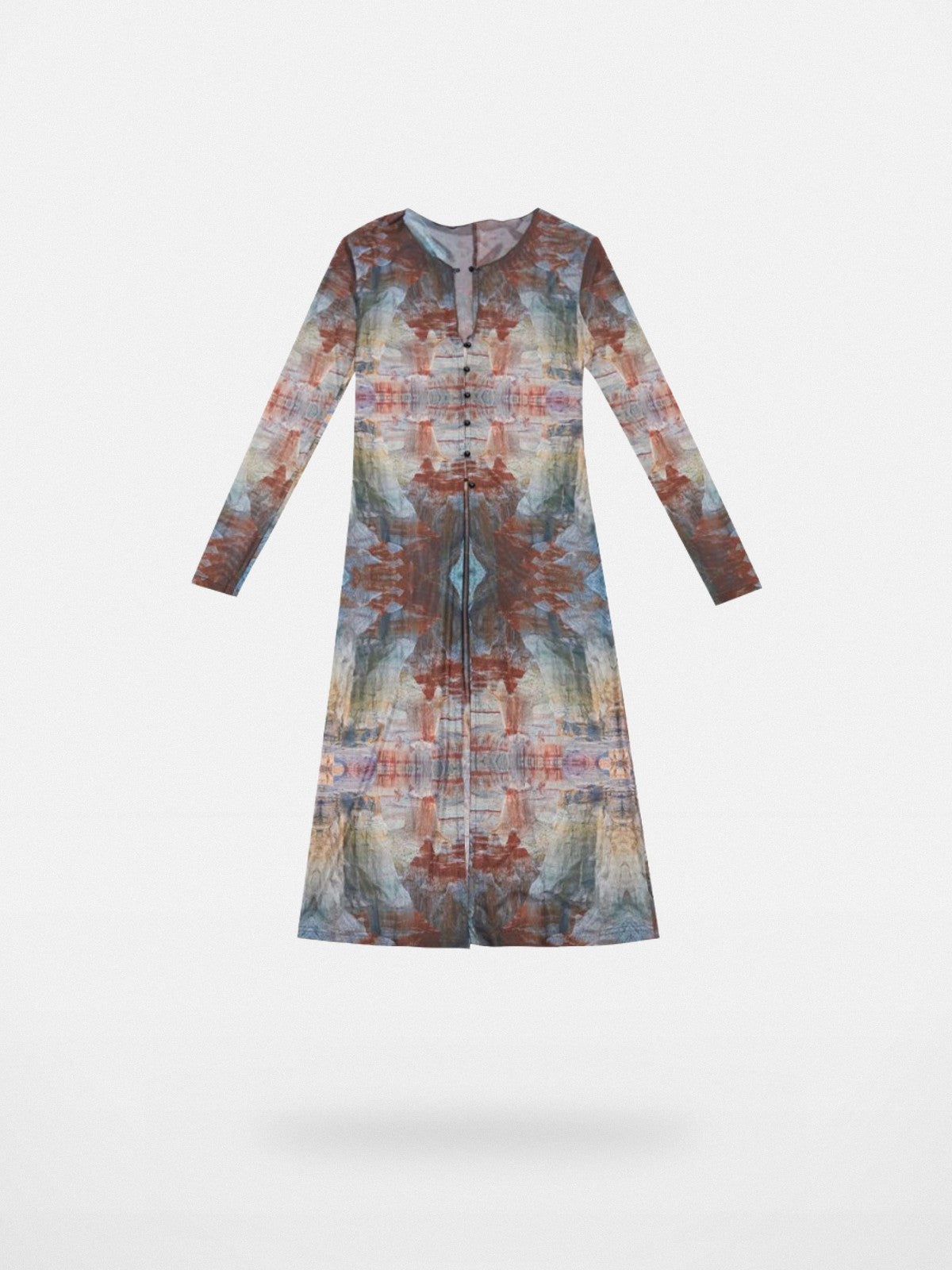 THELIGHT OFFICIAL Oil Print Mesh Maxi Cardigan in Brown