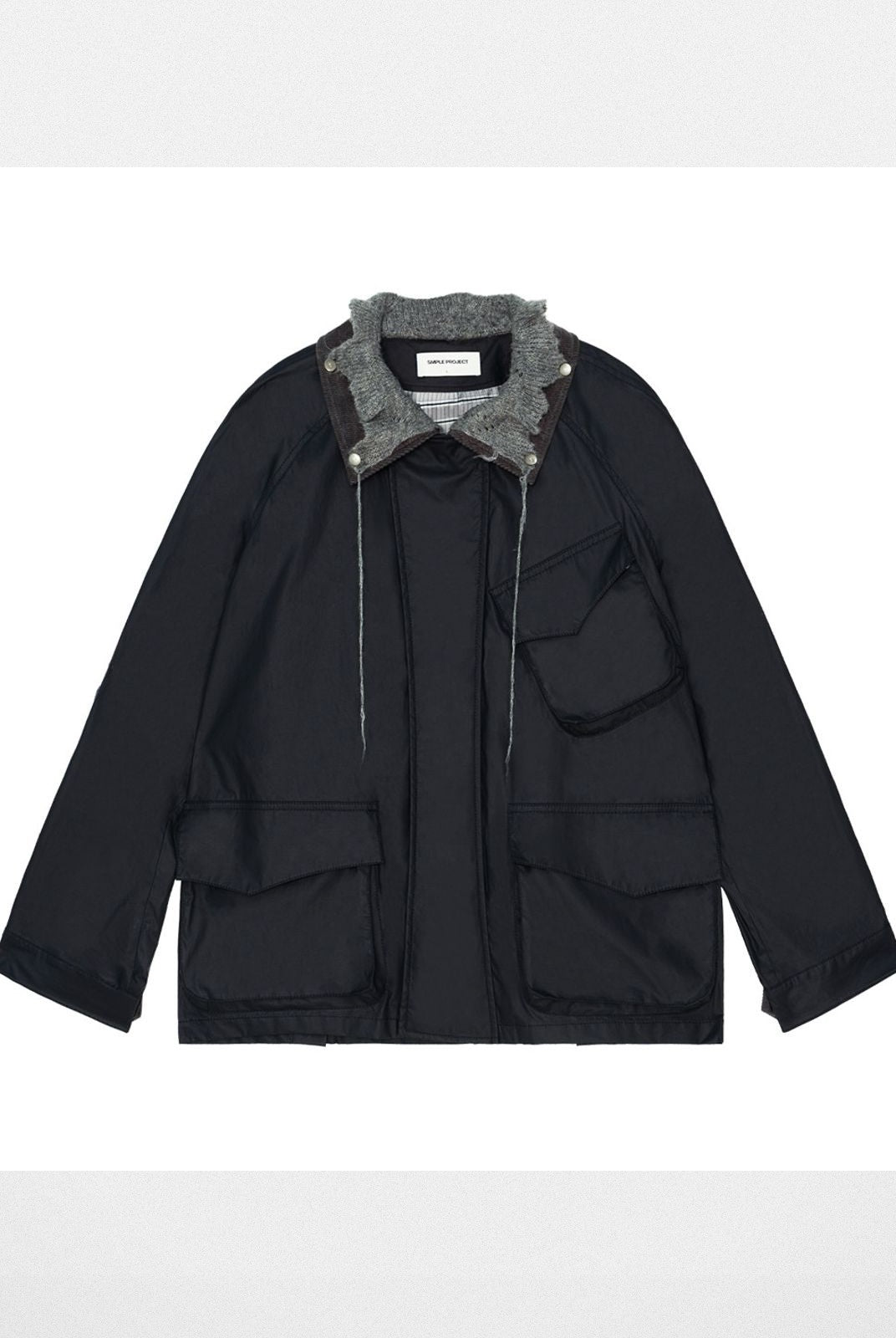 Simple Project Waxed Knit Collar Safari Jacket in Gray