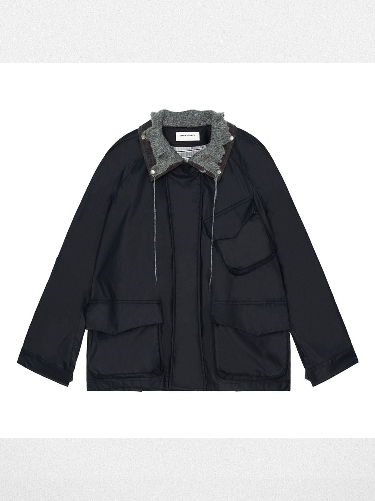 Simple Project Waxed Knit Collar Safari Jacket in Gray