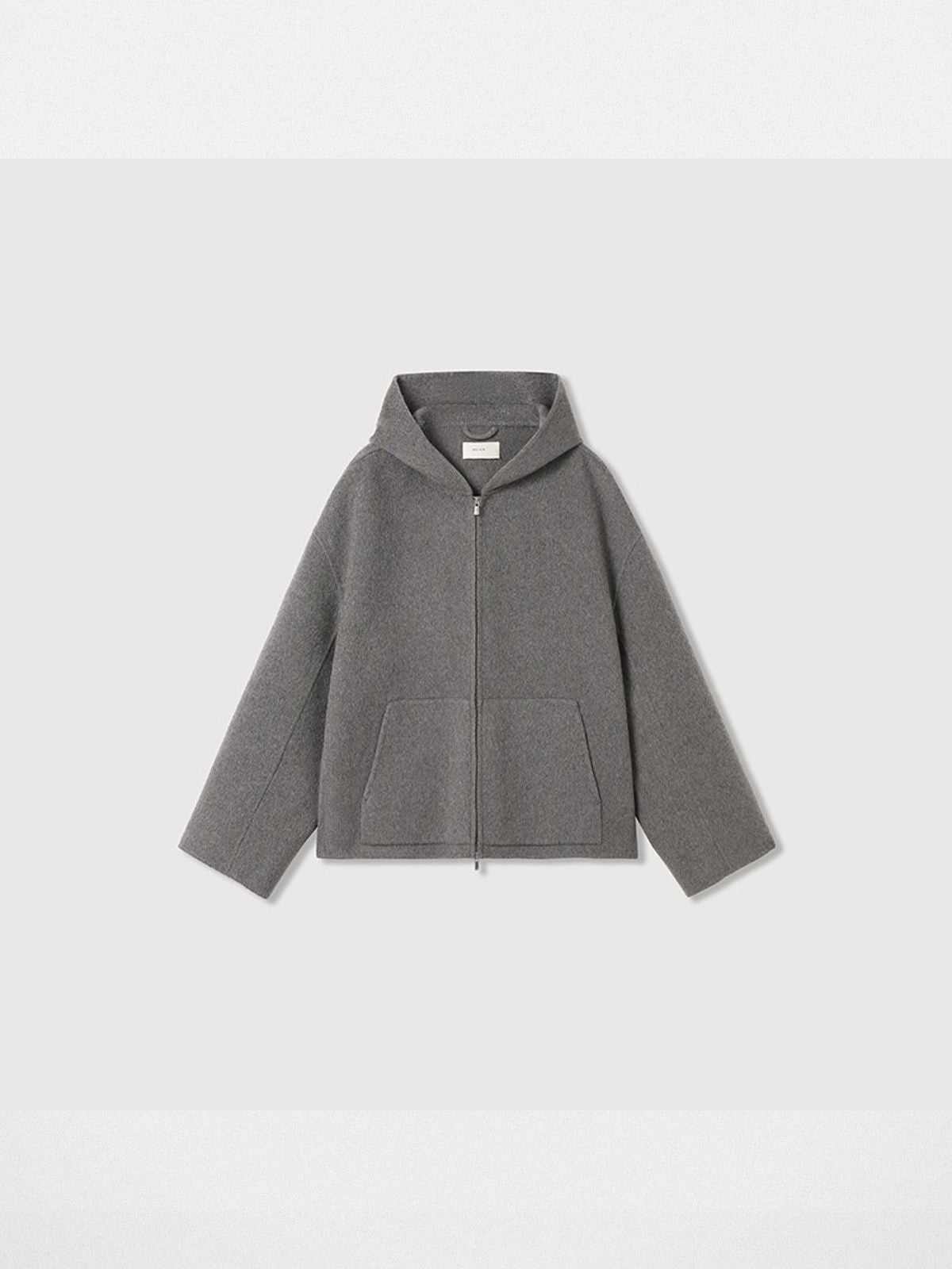 ROYA Cashmere Wool Hooded Short Coat in Gray