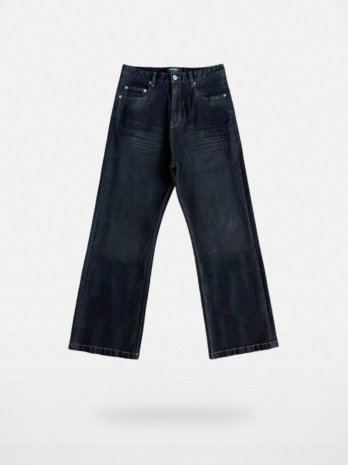 UNKNOWNWORLD Washed Waxed Wide Leg Jeans in Black
