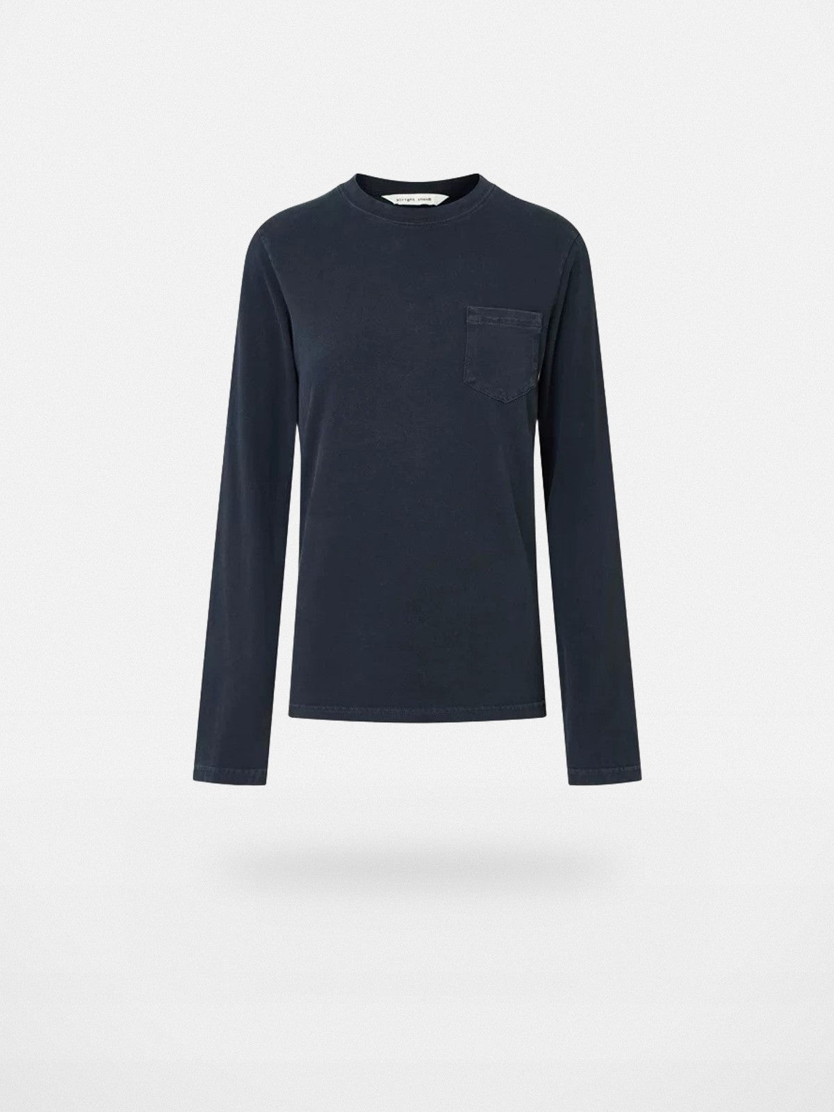 Alright Then Salt Washed Cotton Long Sleeve Tee in Navy Blue