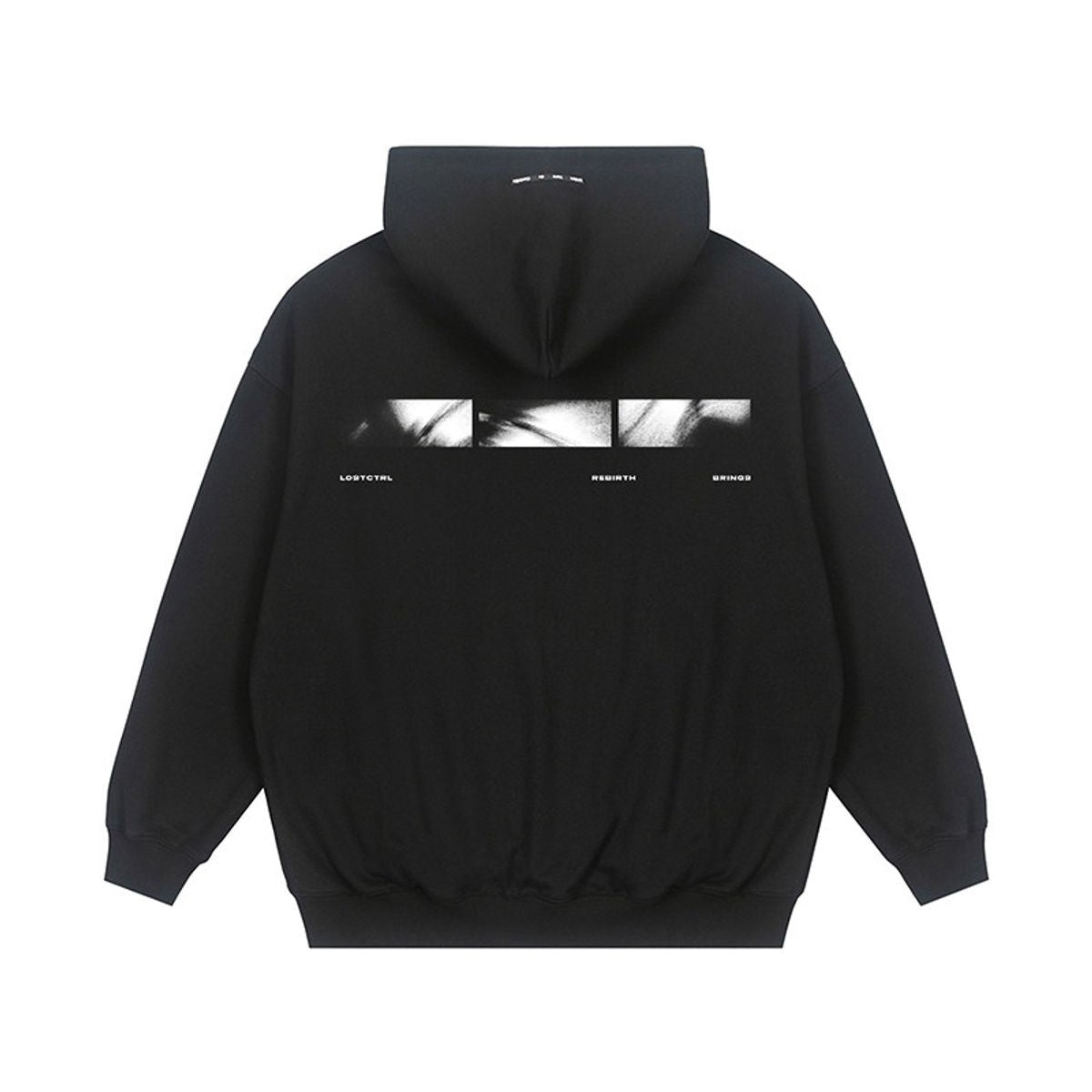 LOSTCTRL Heavyweight Graphic Print Hoodie in Black