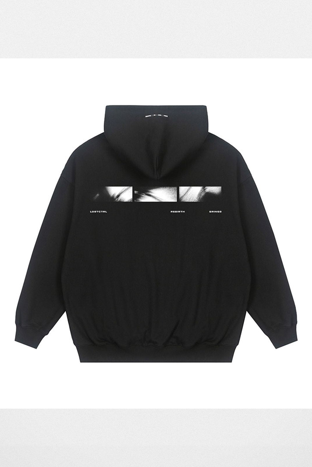 LOSTCTRL Heavyweight Graphic Print Hoodie in Black