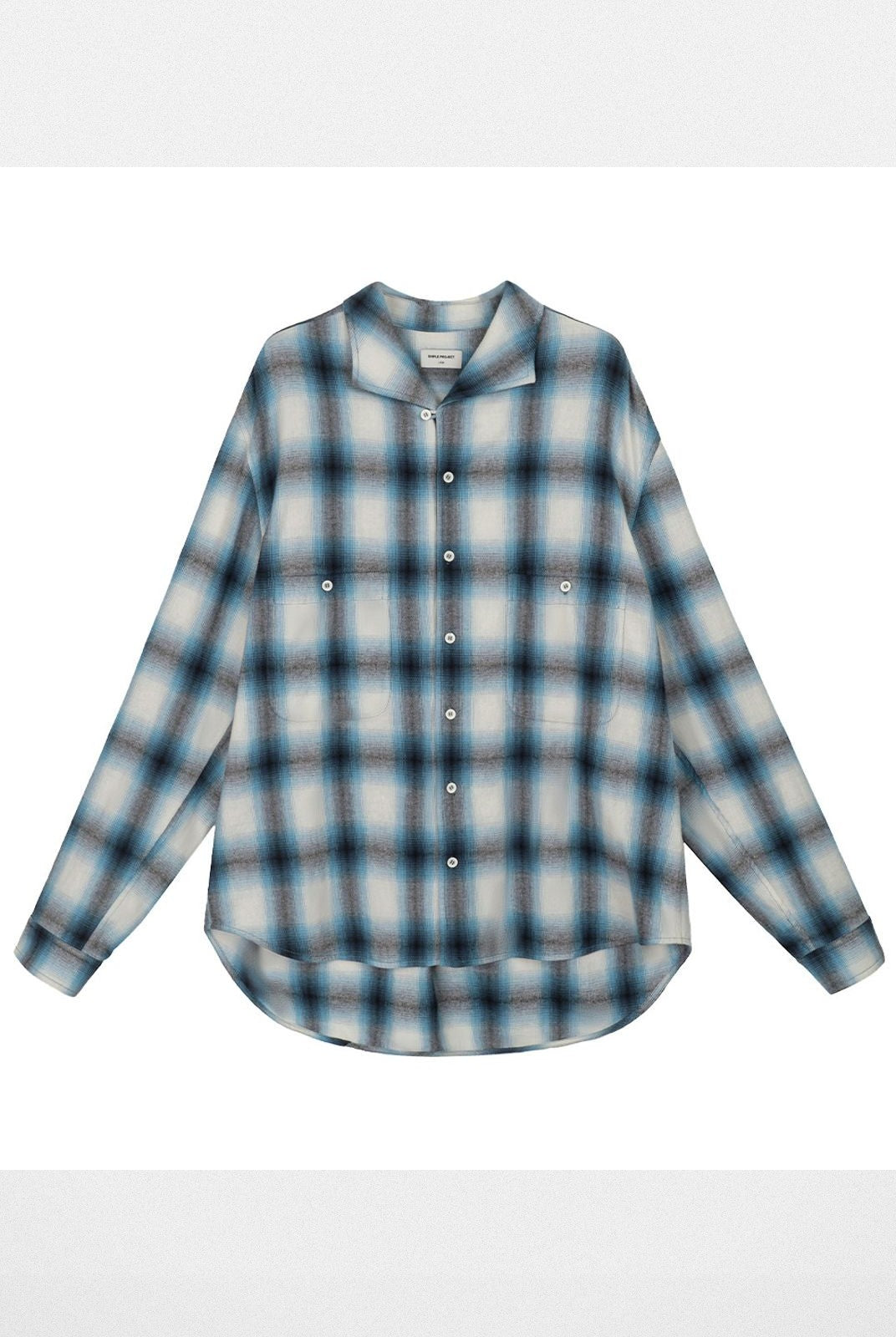 Simple Project Ombr Check Flannel Shirt in Sky Blue