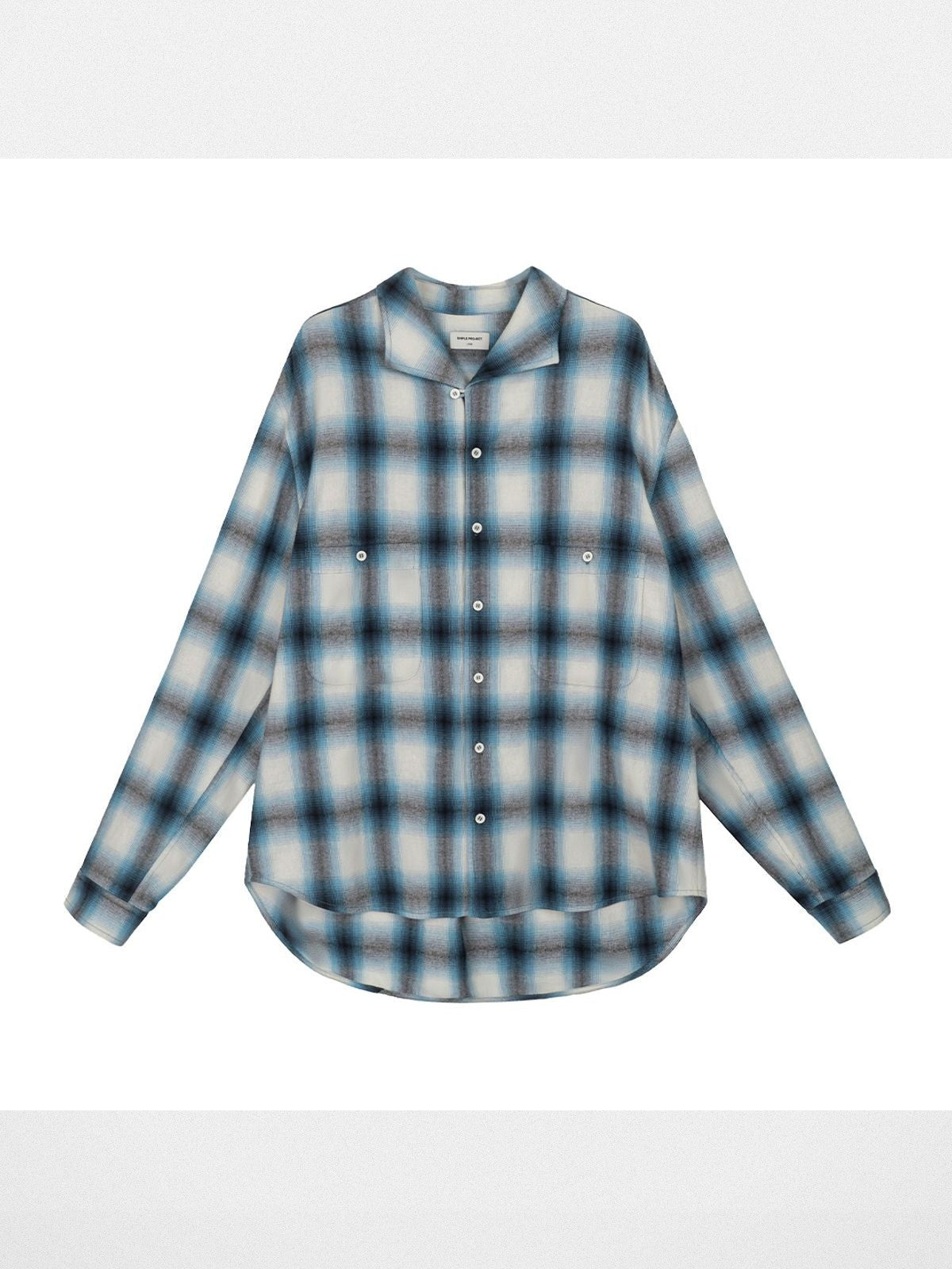 Simple Project Ombr Check Flannel Shirt in Sky Blue