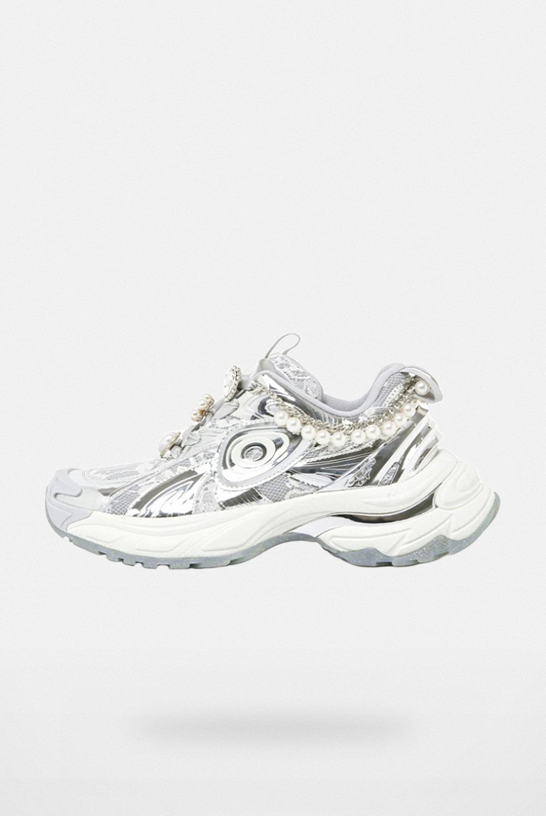 OLDORDER Metallic Pearl Chunky Sneakers in Silver