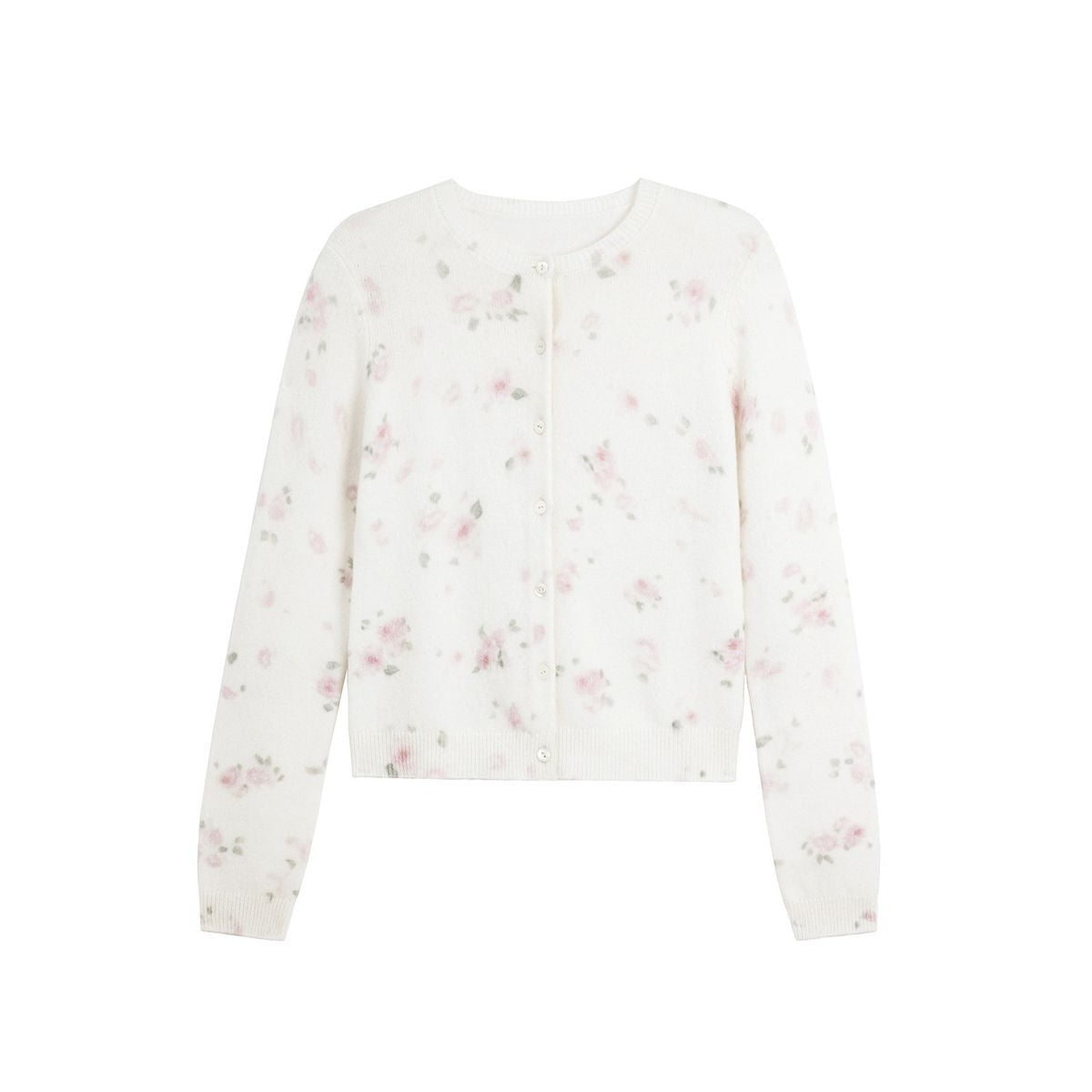 Alright then Watercolor Floral Wool Cardigan in White