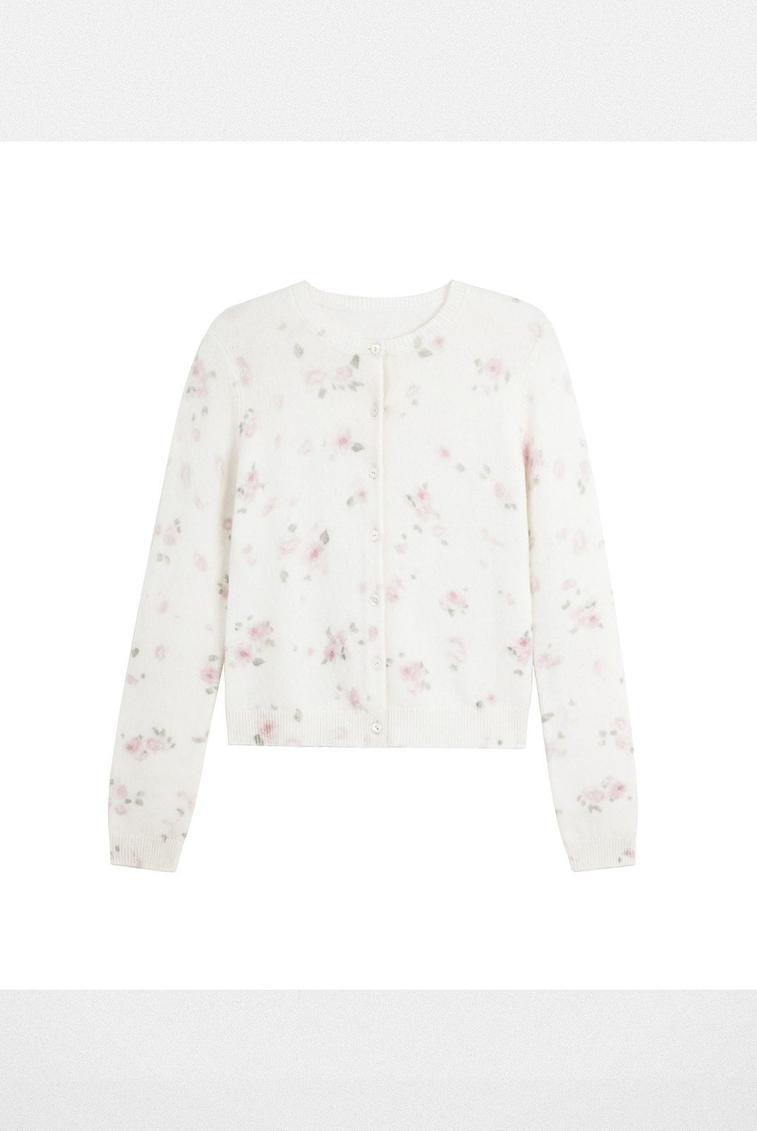 Alright then Watercolor Floral Wool Cardigan in White