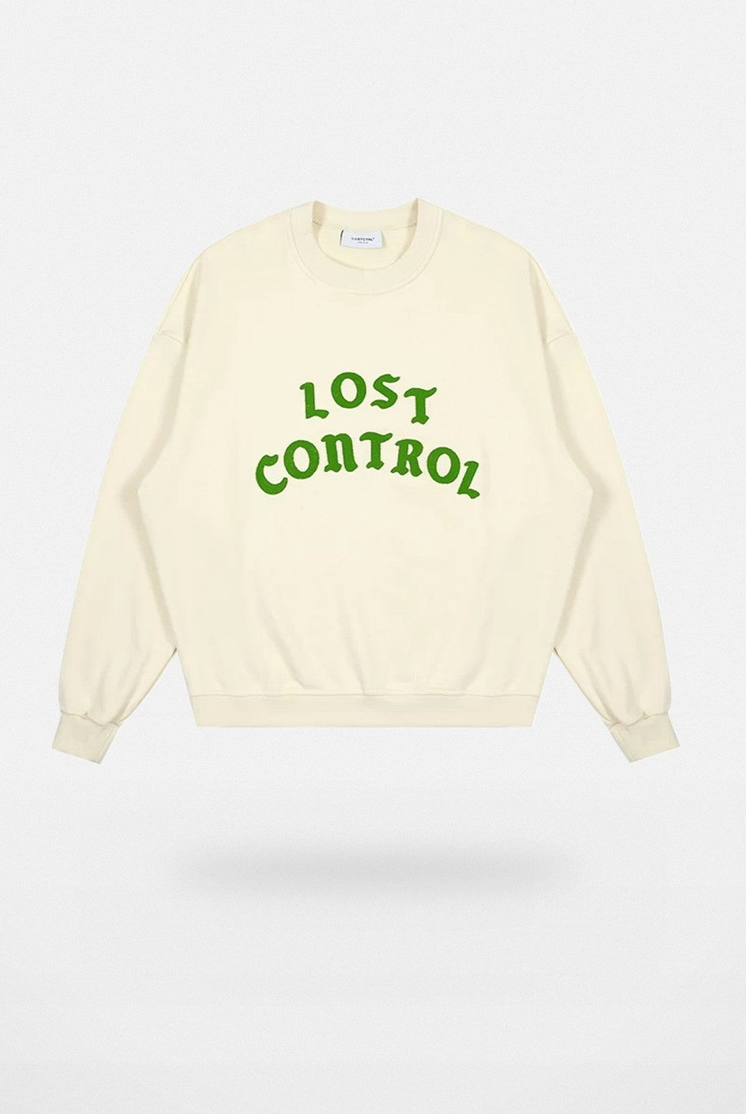 LOSTCTRL Chenille Logo Crewneck Sweatshirt in Cream