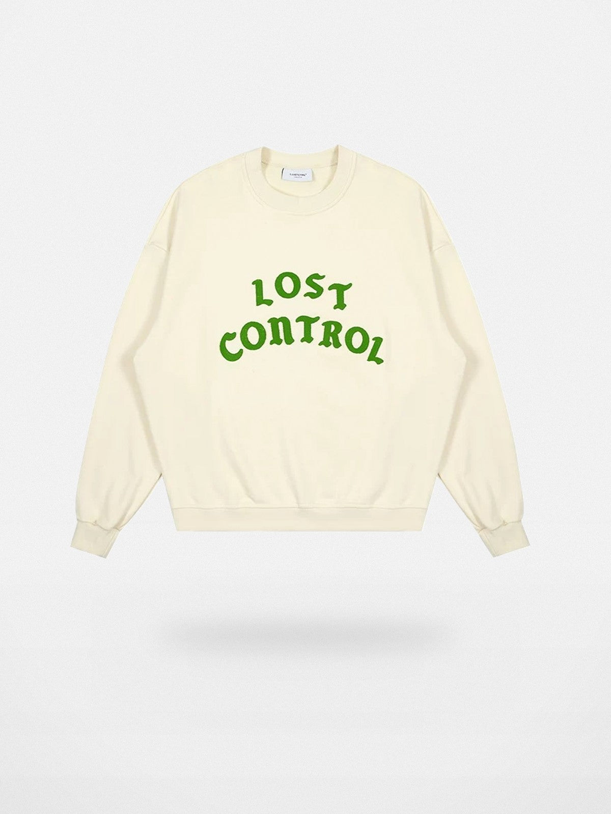 LOSTCTRL Chenille Logo Crewneck Sweatshirt in Cream