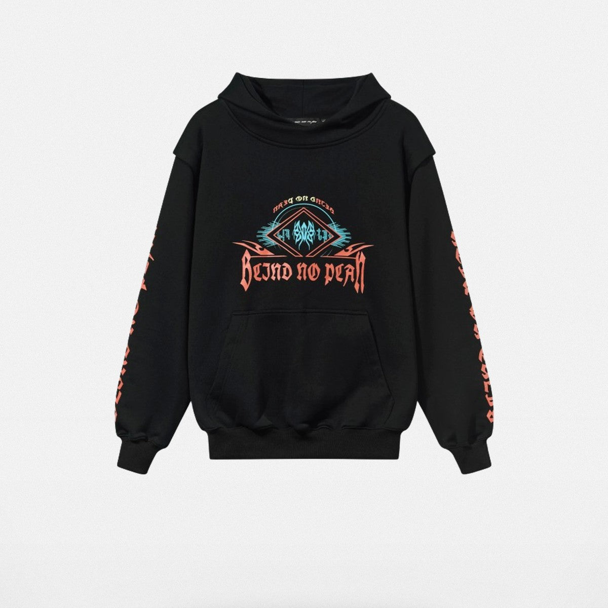 BLINDNOPLAN Faux Two Piece Graphic Hoodie in Black