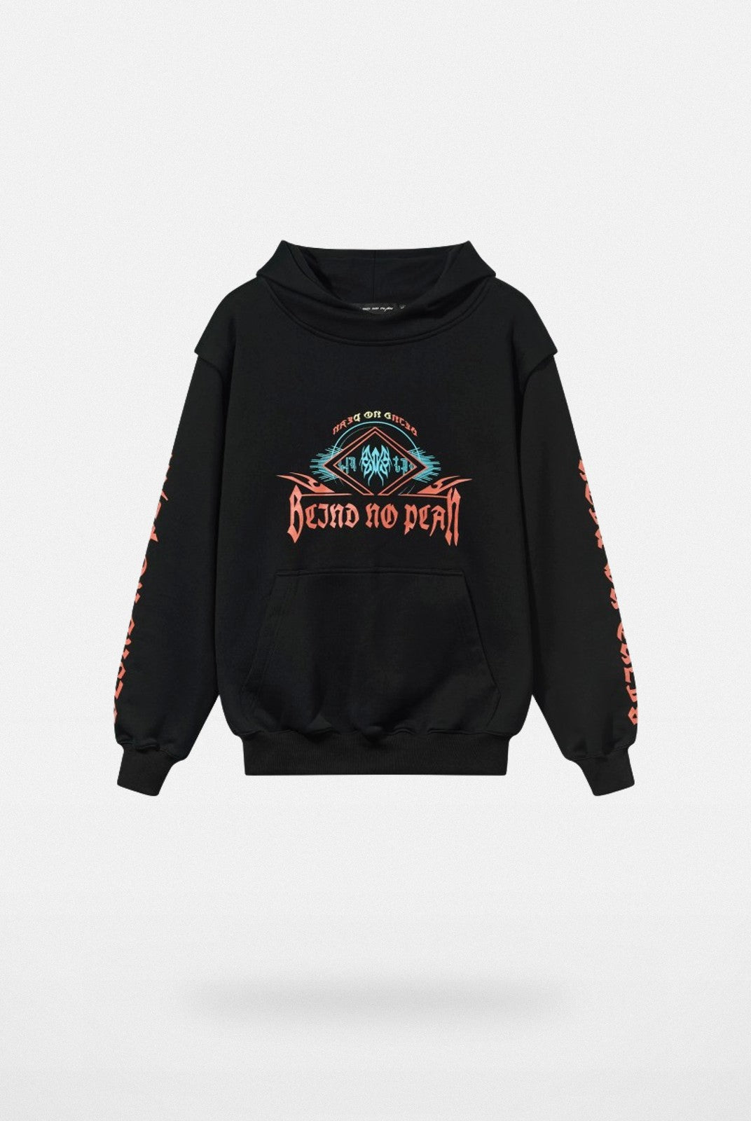 BLINDNOPLAN Faux Two Piece Graphic Hoodie in Black