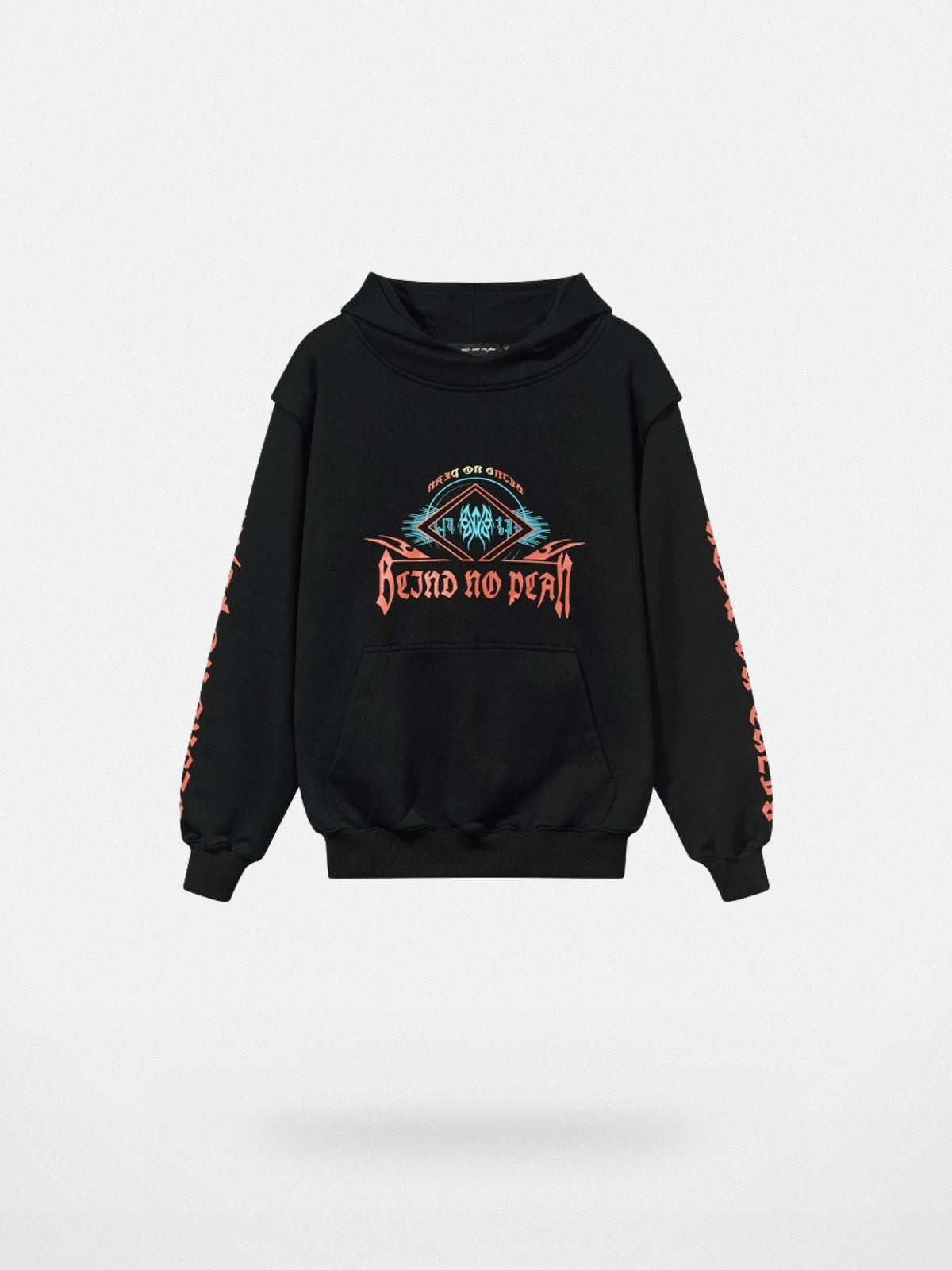 BLINDNOPLAN Faux Two Piece Graphic Hoodie in Black