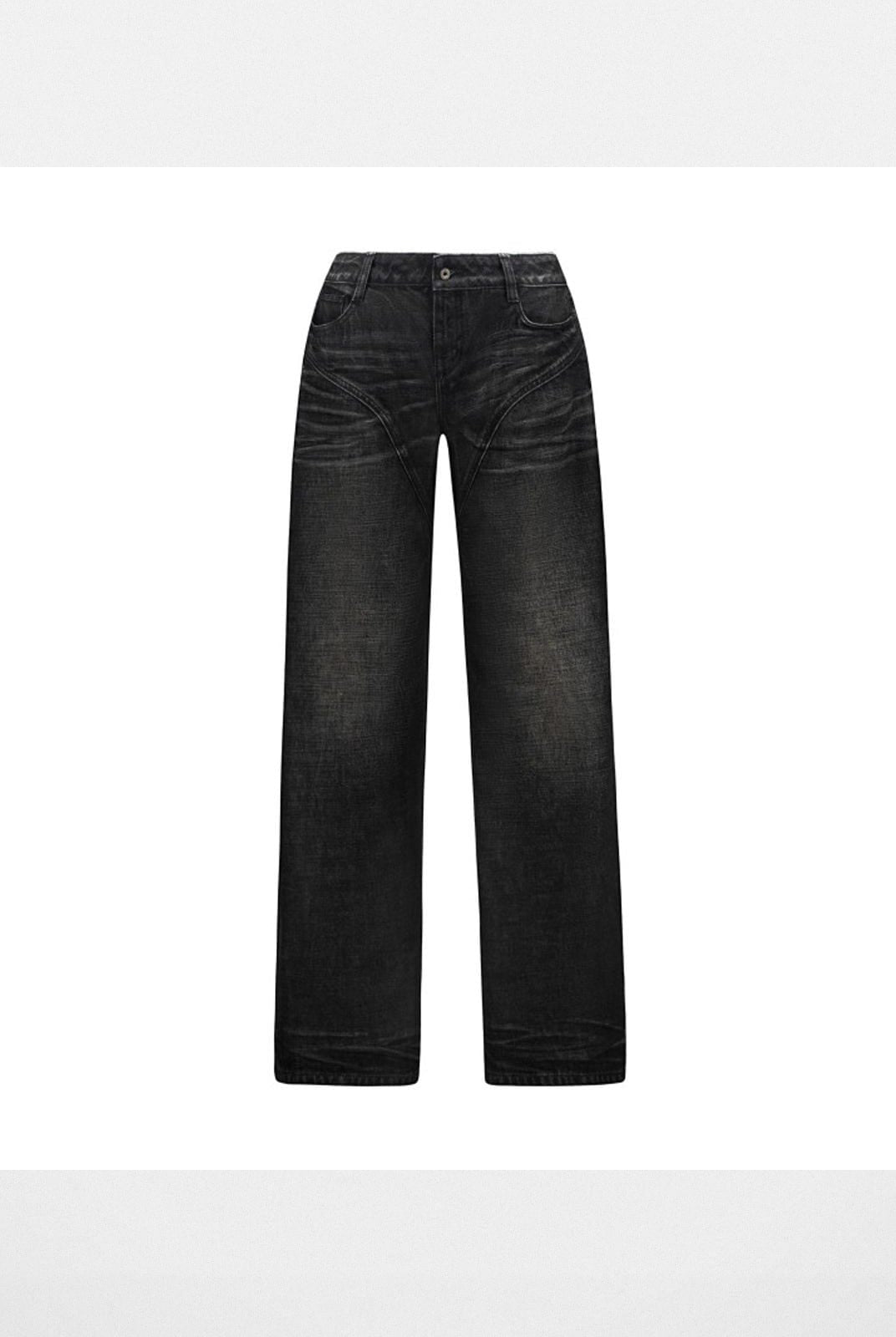 Fax copy express Curved Panel Dirty Wash Jeans in Gray