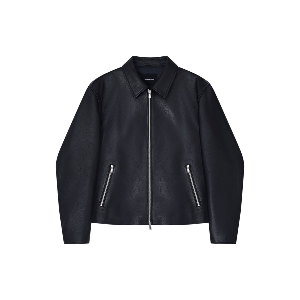 Roolrren Homme Distressed Italian Sheepskin Jacket in Black