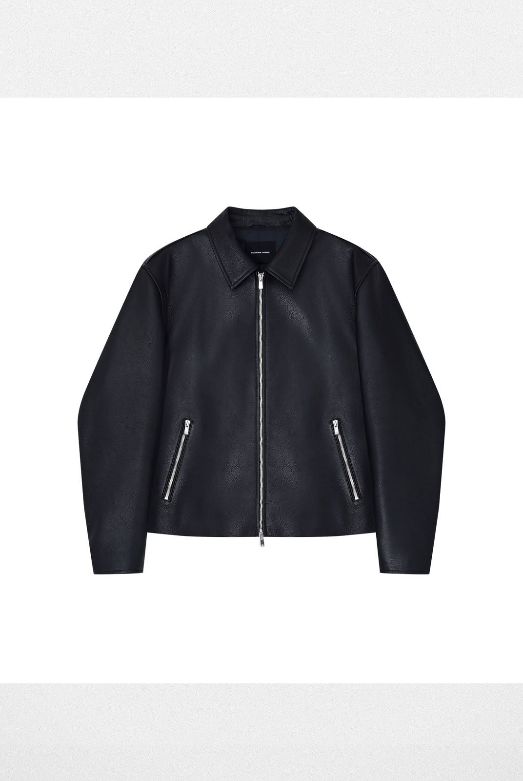 Roolrren Homme Distressed Italian Sheepskin Jacket in Black