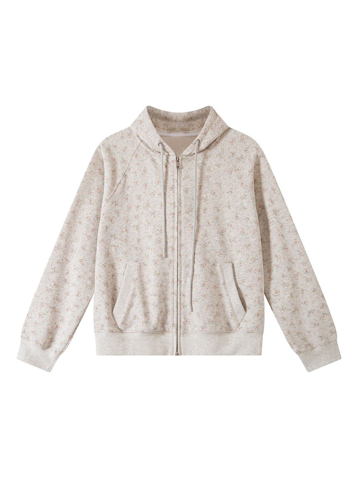 THELIGHT OFFICIAL Floral Zip Up Hoodie in Gray