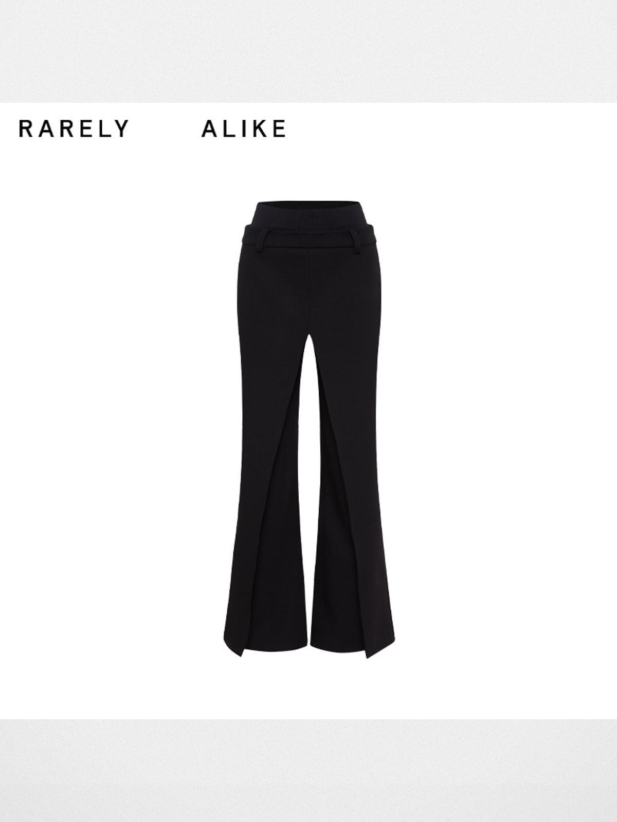 RARELY ALIKE Ribbed Waist Overlay Trousers in Black