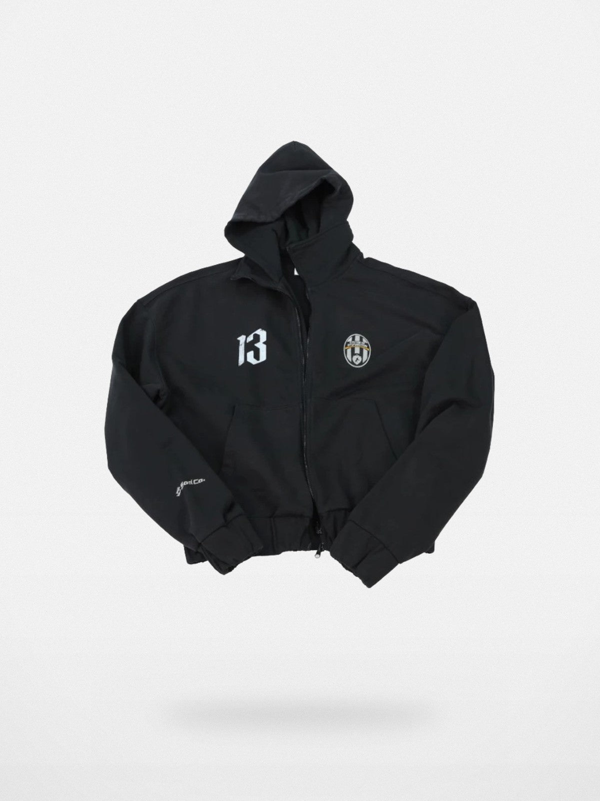 SOD Washed Layered Zip Up Hoodie in Black