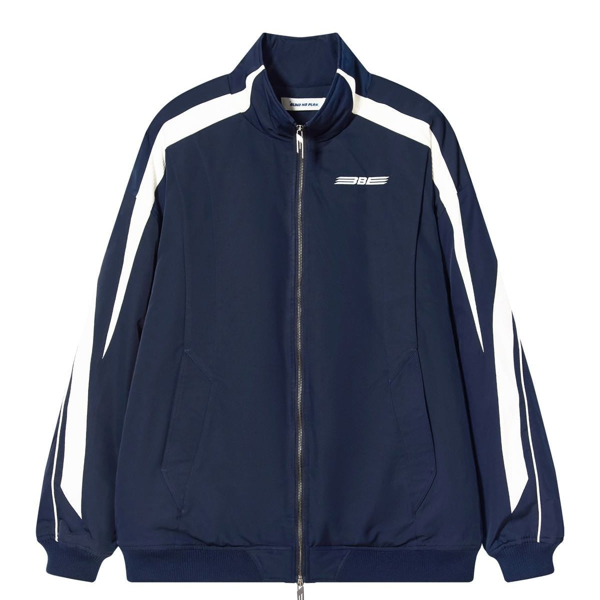 Blindnoplan Contrast Stripe Padded Jacket in Navy Blue