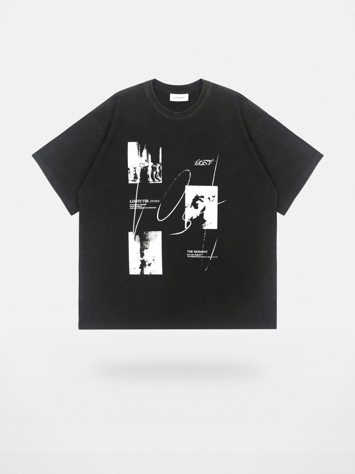 LOSTCTRL Heavyweight Washed Cotton Graphic Tee in Black