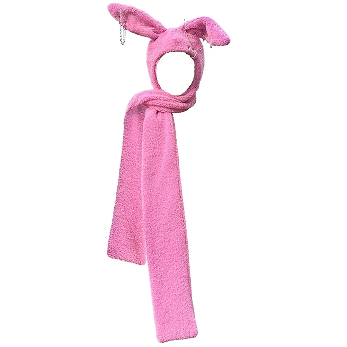CFIERCE Plush Bunny Scarf Hat in Pink