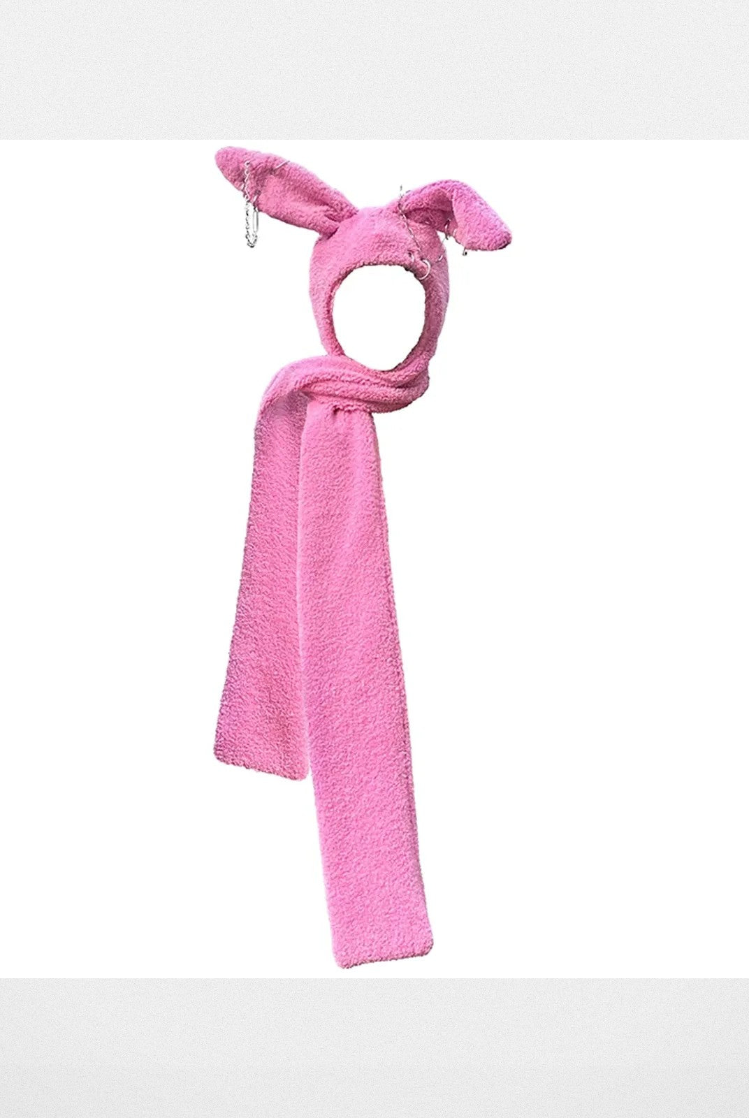 CFIERCE Plush Bunny Scarf Hat in Pink