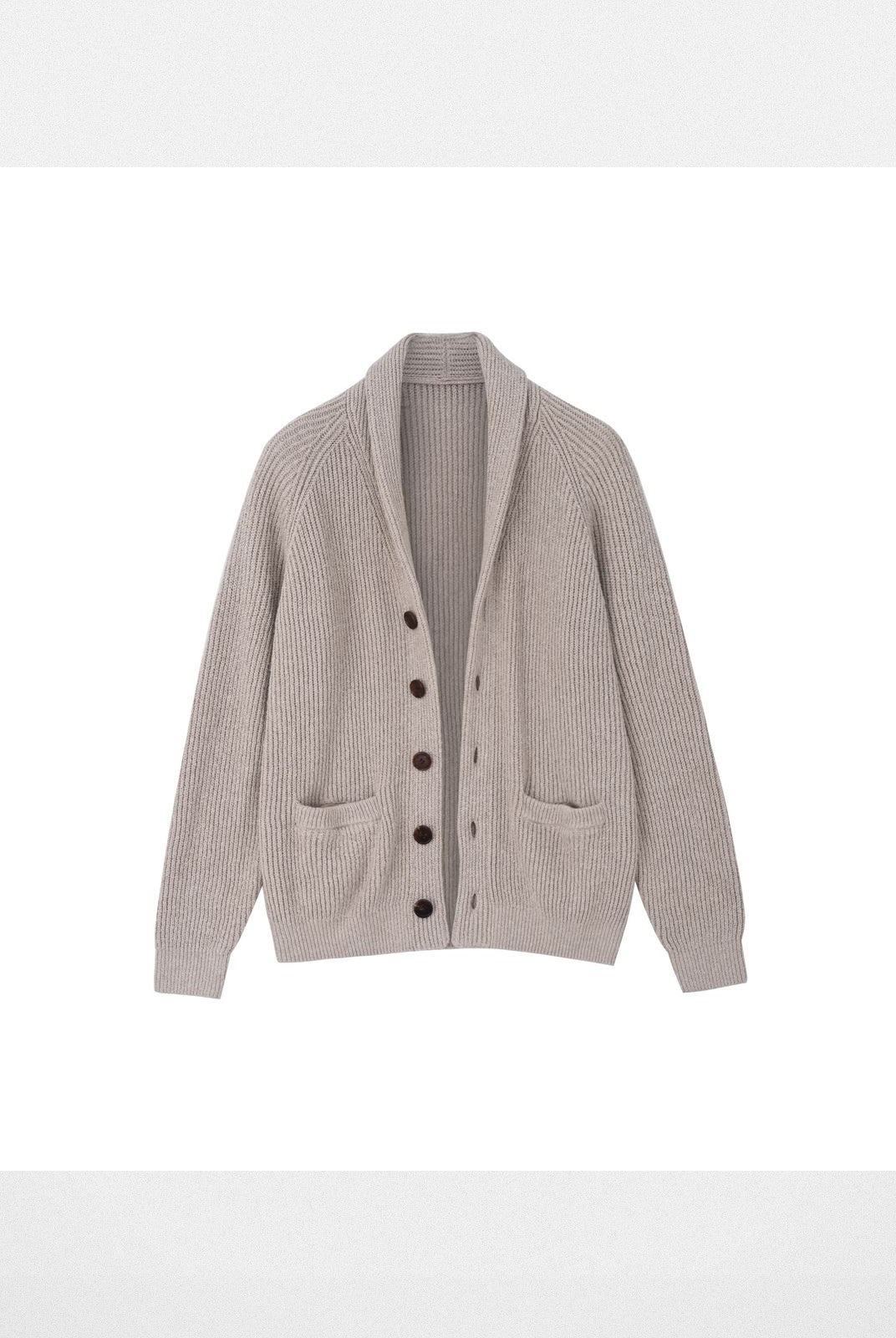 Roolrren Homme Shawl Collar Cotton Blend Cardigan in Beige