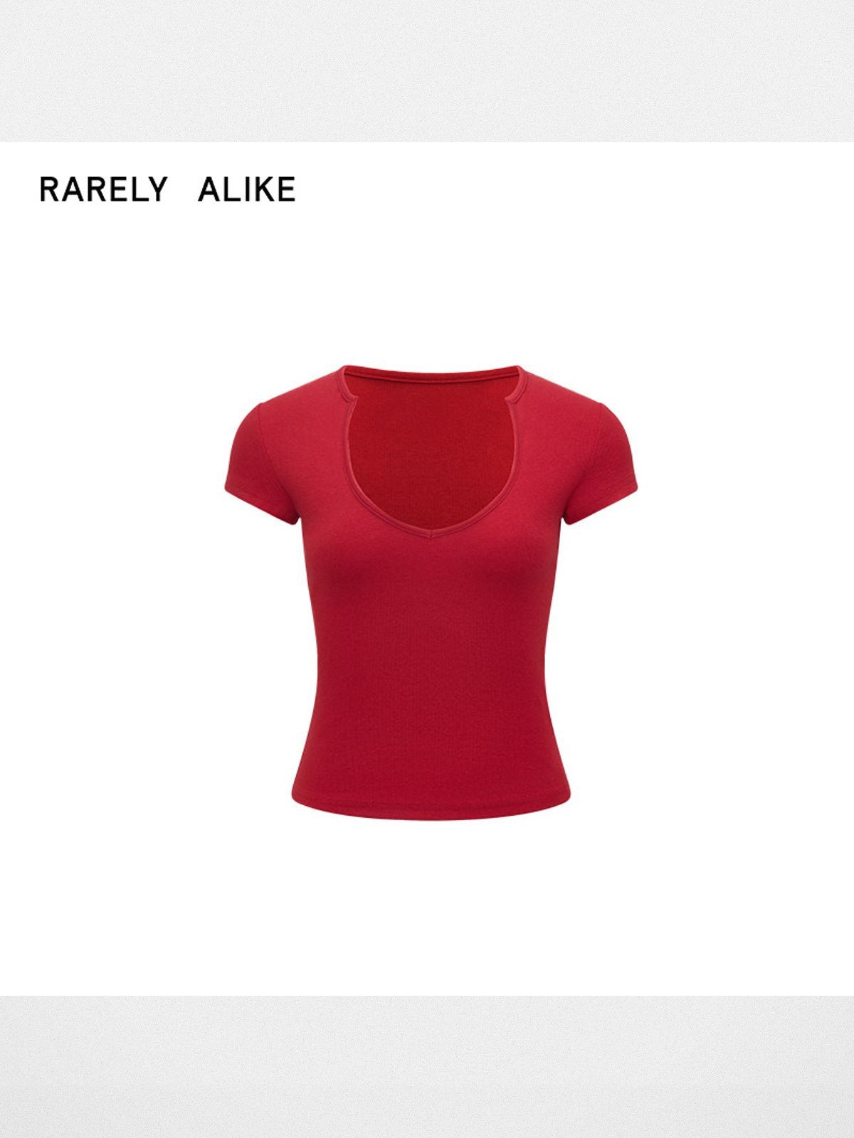 RARELY ALIKE Cup Neck Fitted T Shirt in Red