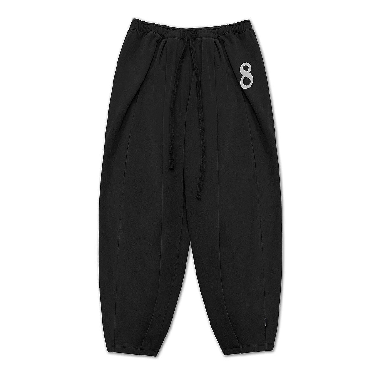 MASONPRINCE Pleated No 8 Patch Sweatpants in Black