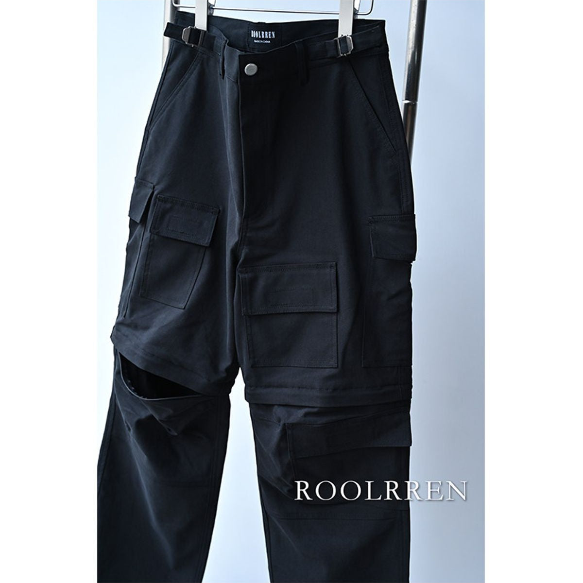 Roolrren homme Detachable 2 in 1 Cargo Pants in Black
